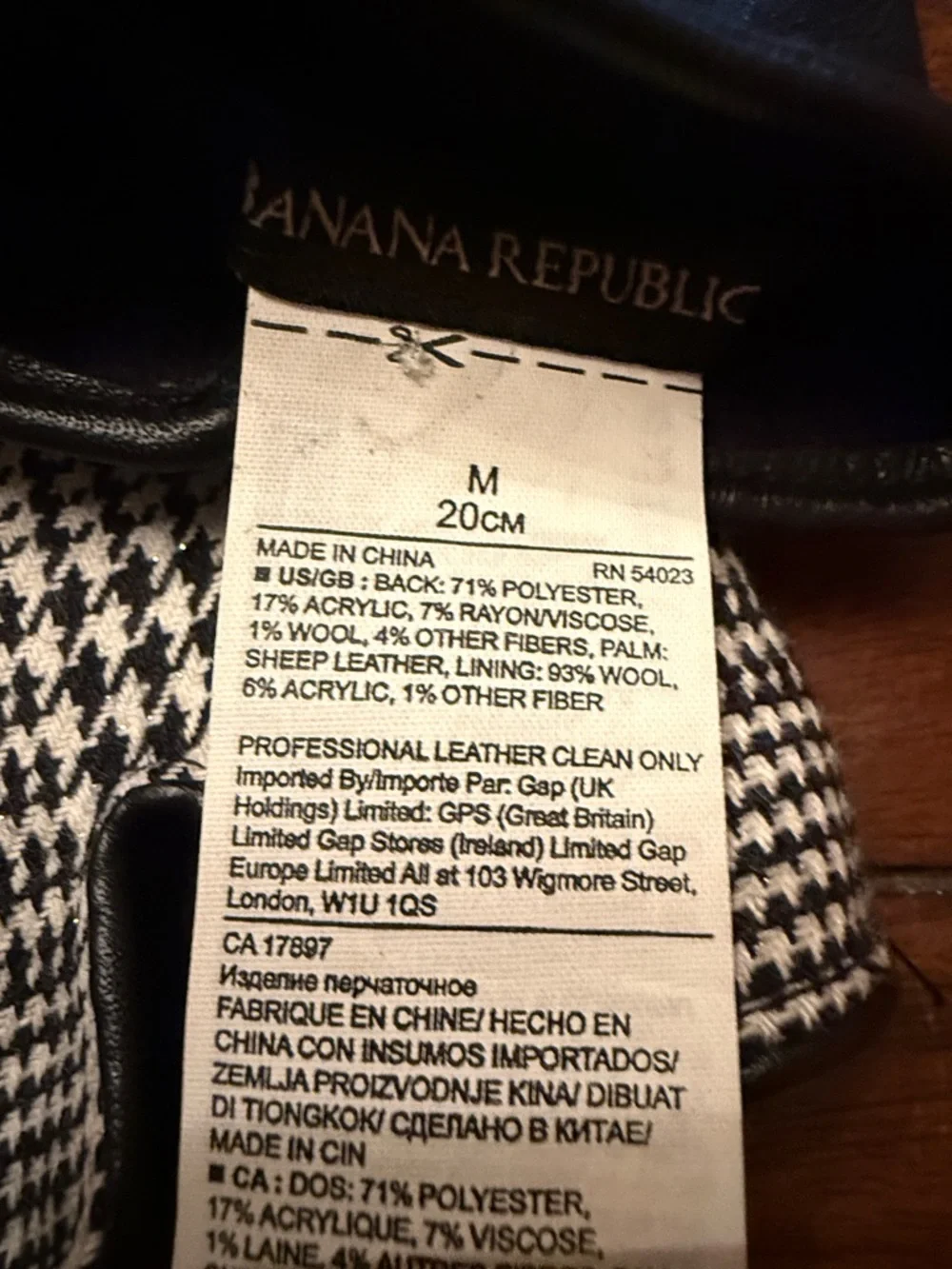 Banana Republic Gloves‎ with Houndstooth Accents Sz M